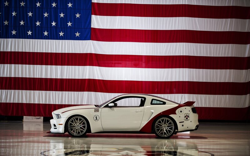 White Ford Mustang — Red, Patriotic