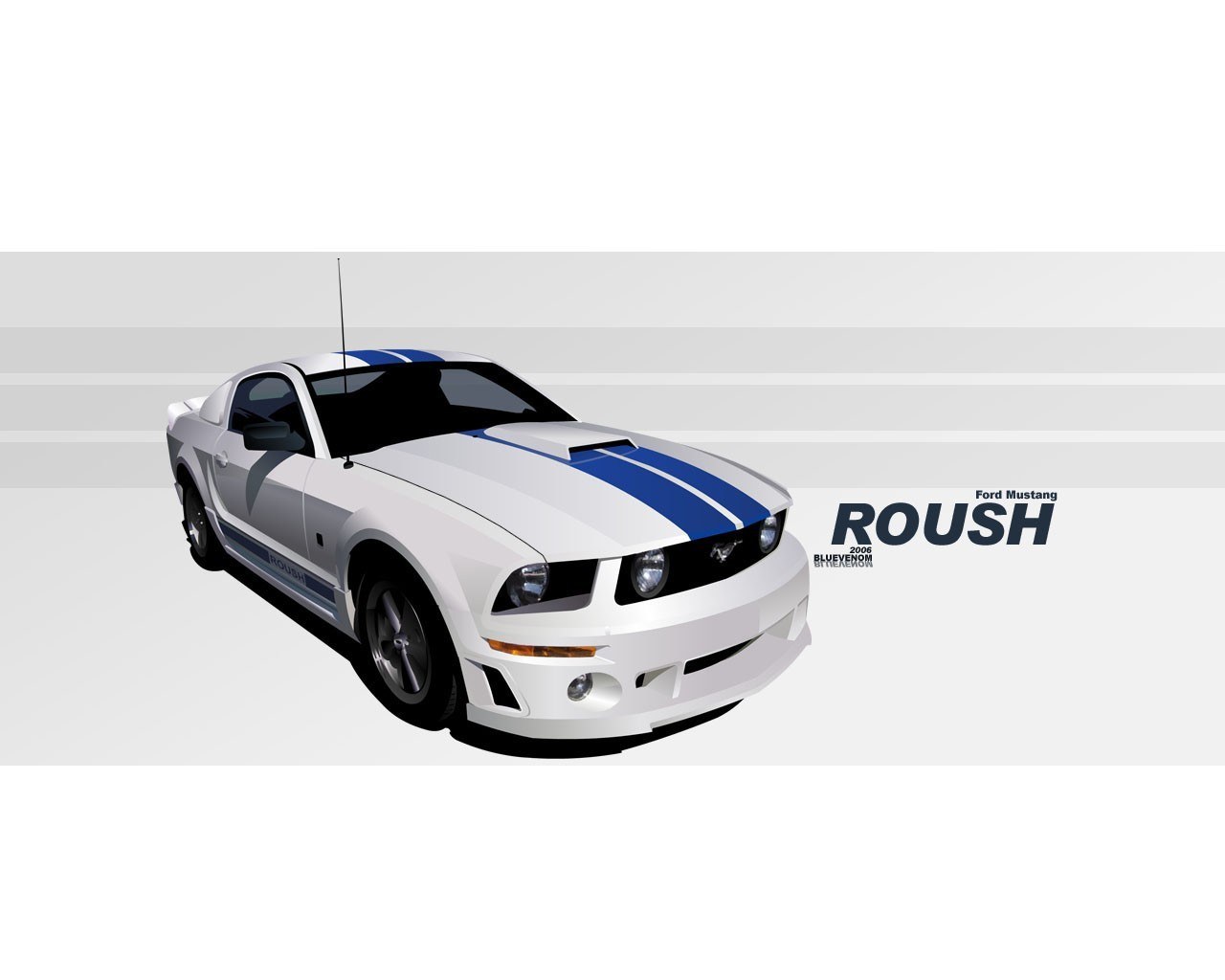 White Ford Mustang Roush