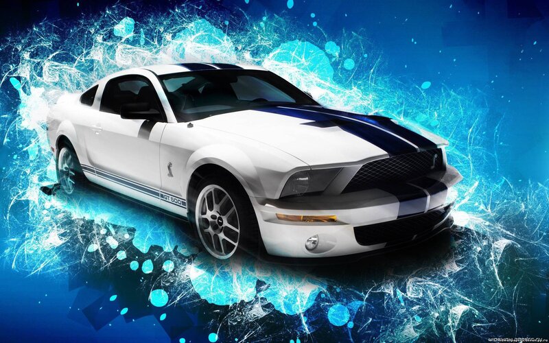 white ford shelby gt500 car