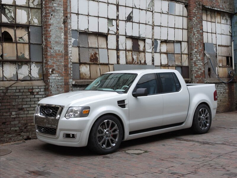White Ford Sport Trac pickup truck