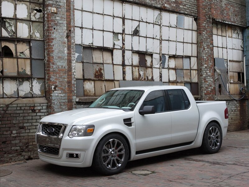 White Ford Sport Trac pickup truck