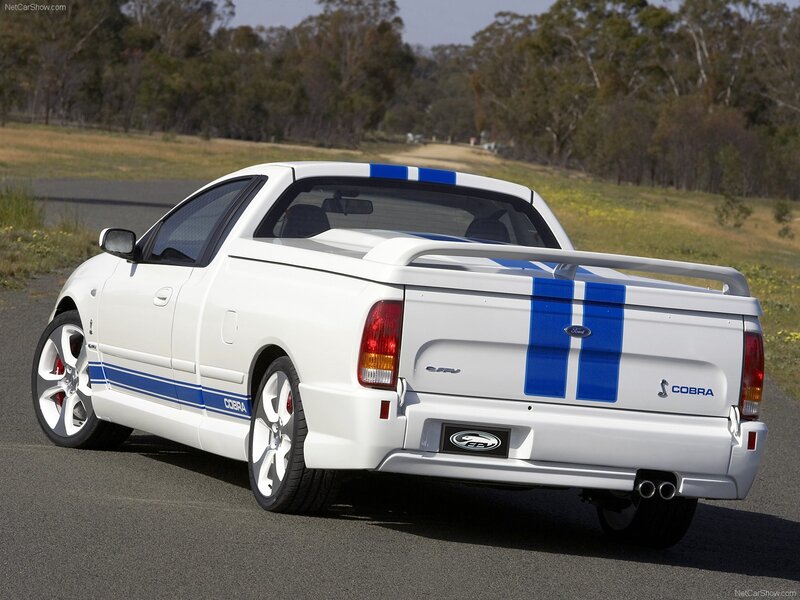 white ford ute with blue stripes