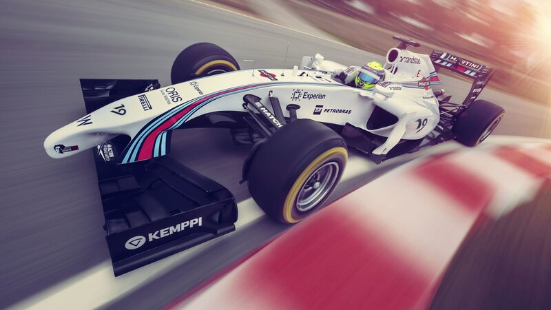 White Formula One Car — Dynamic, Afternoon