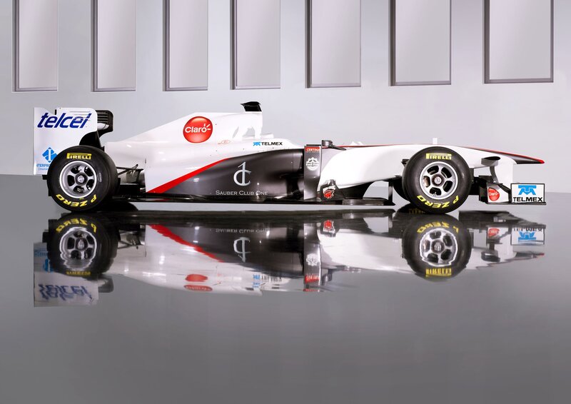 White Formula One Car — Neutral, Photograph, Tires, Sponsors