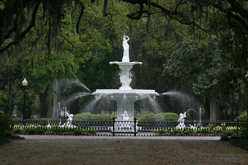 White Fountain in Park