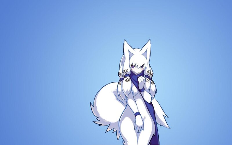 white fox girl character