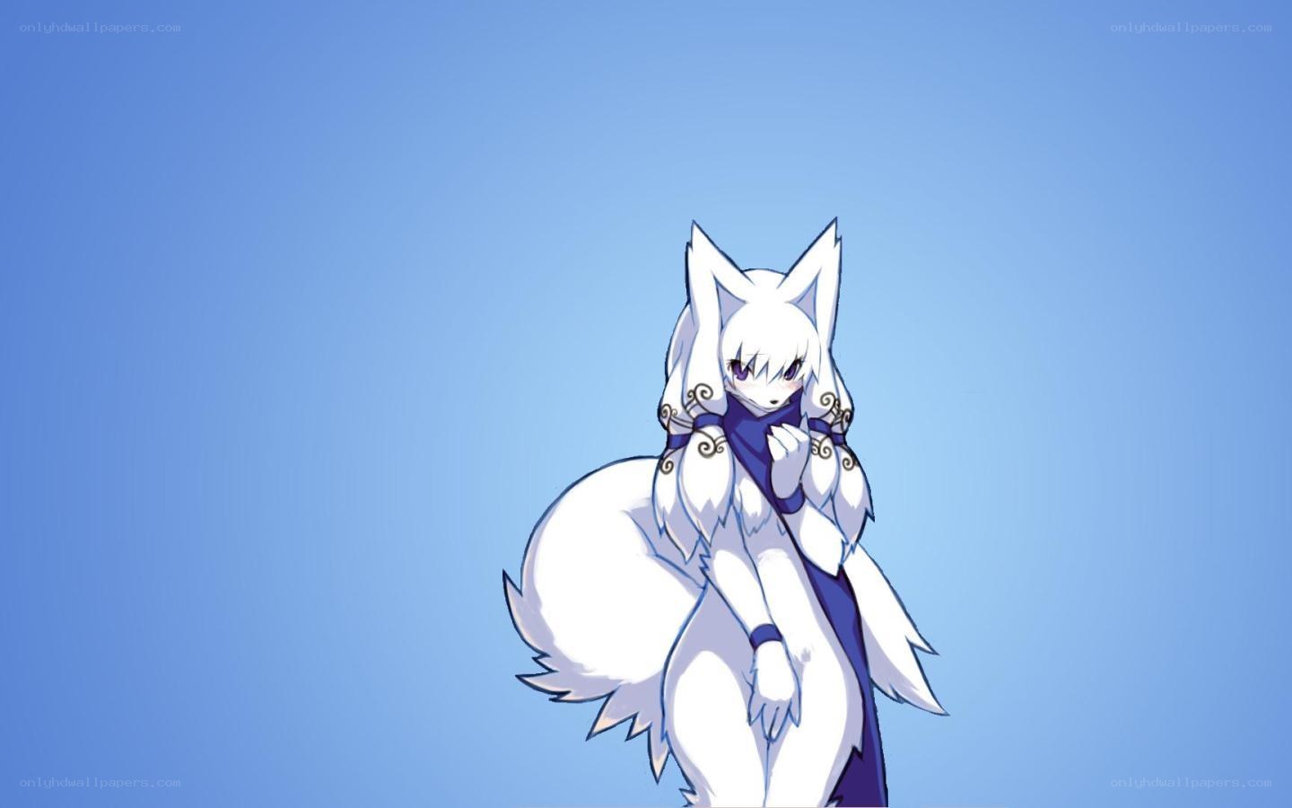 white fox girl character