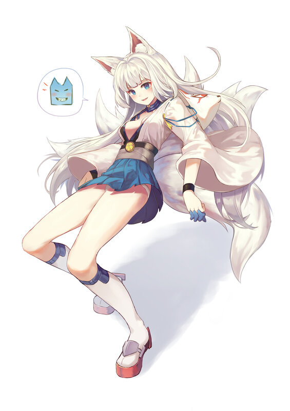 White Fox Girl — Playful