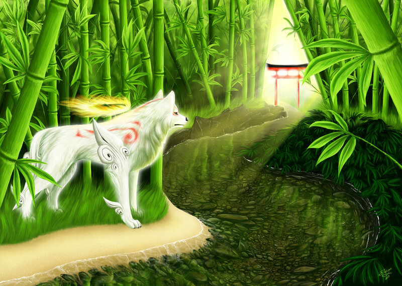 White Fox in Bamboo Forest