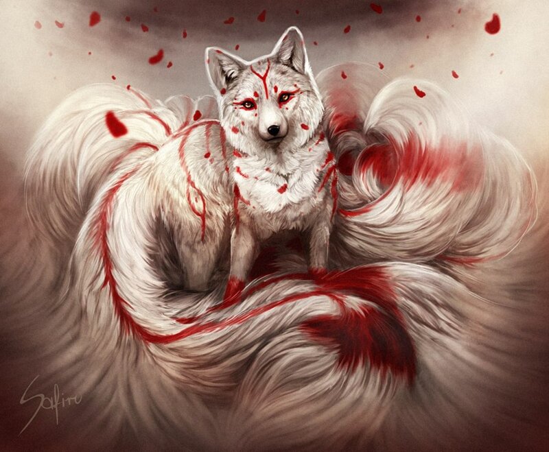 White Fox with Blood