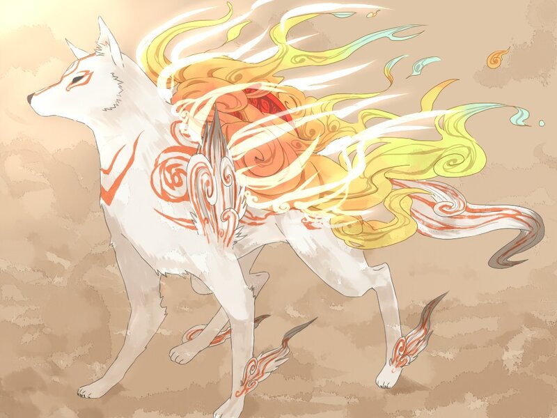 white fox with fiery energy