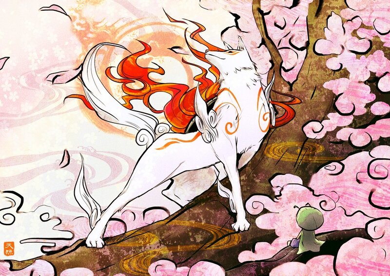 White fox with fire tail