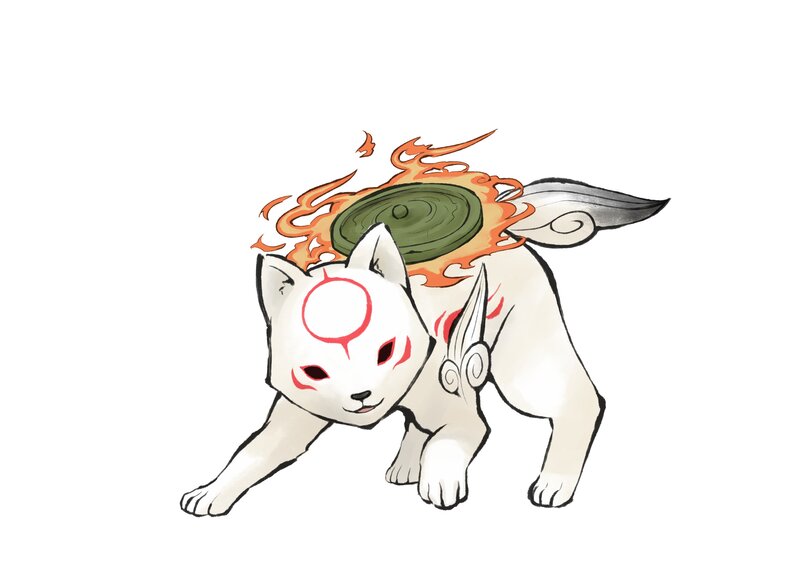 White Fox with Fire