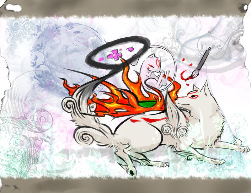 White Fox with Flames — Dramatic