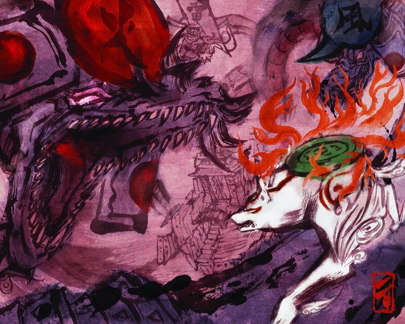 White Fox with Flames — Purple