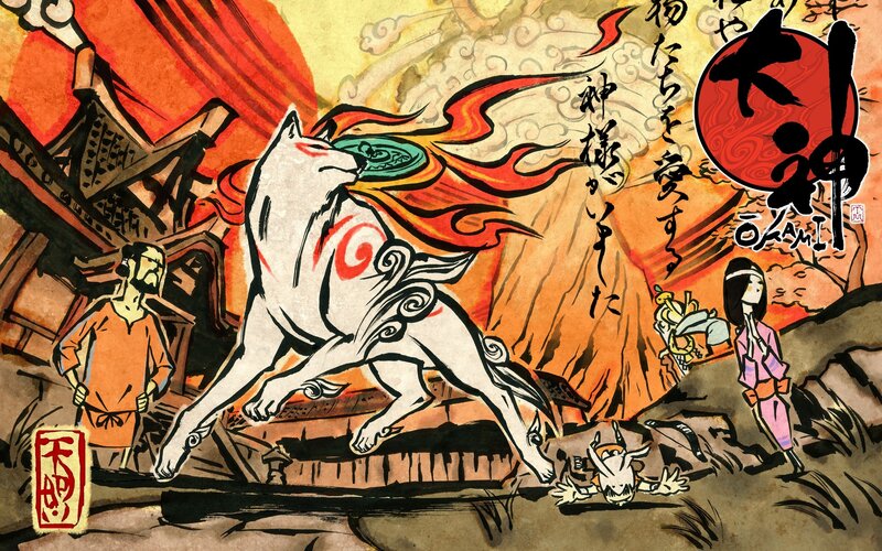 White Fox with Flames — Red, Dramatic, Sunset