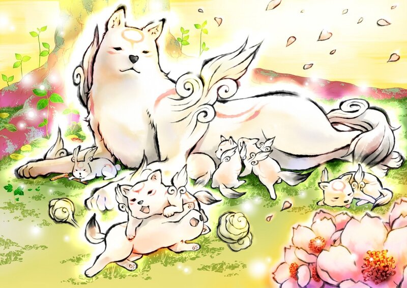 White Fox with Kits