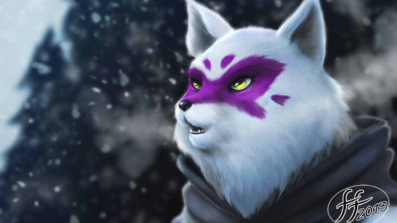 White Fox with Purple Markings