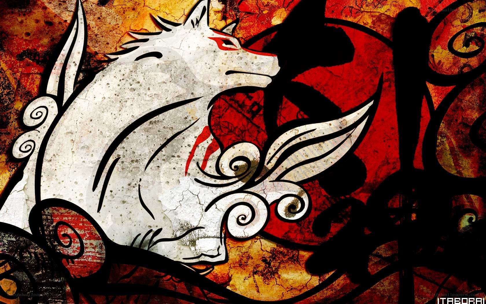 white fox with red markings