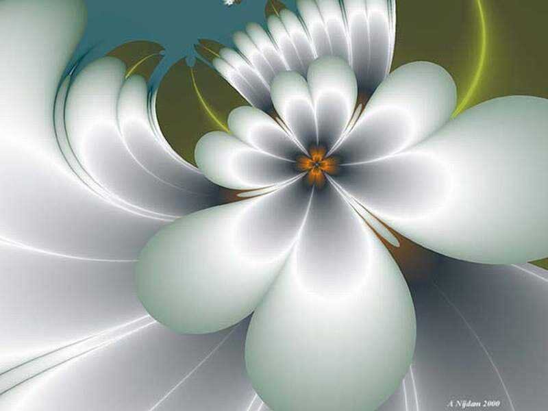 White Fractal Flower — Serene, Digital Art