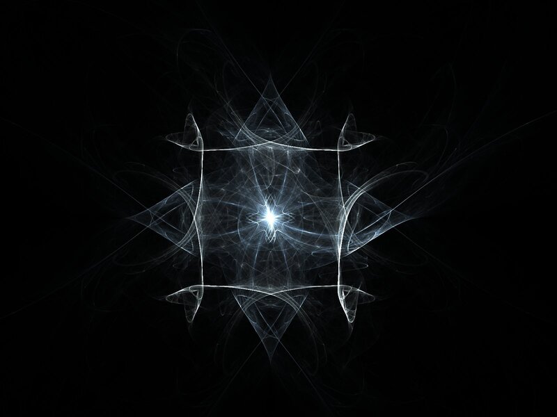 White Fractal Pattern — Black, Dramatic, Abstract, Light