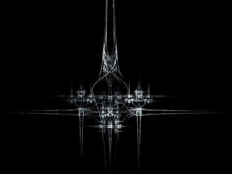 White Fractal Pattern — Black, Dramatic