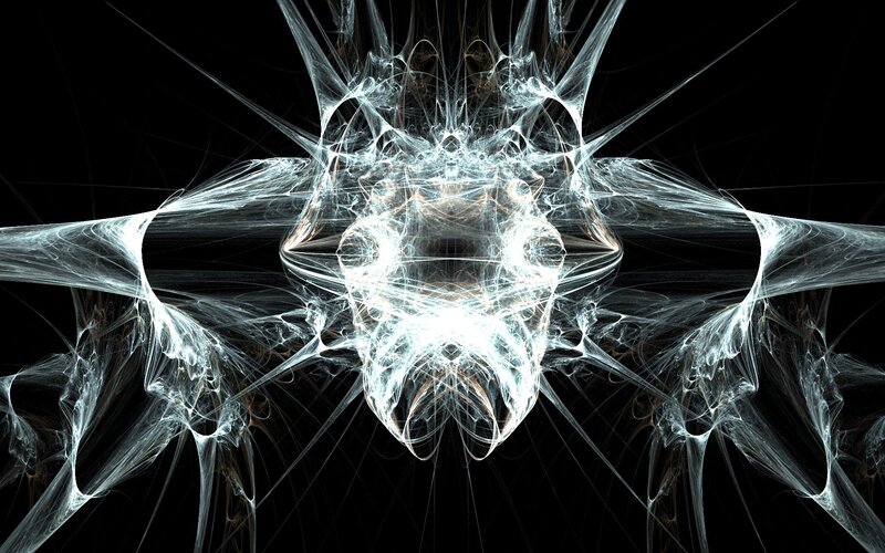 White Fractal Pattern — Dramatic, Abstract, Black Background