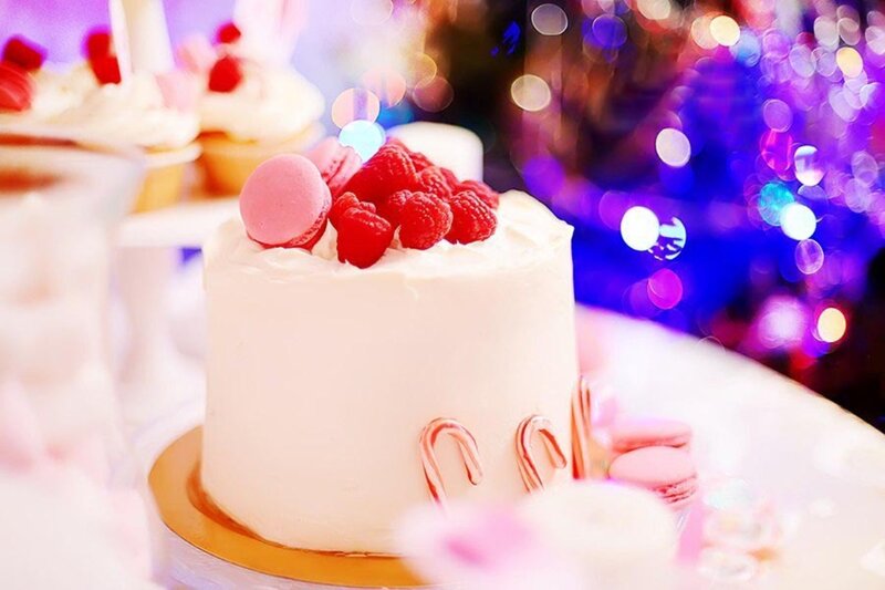 White Frosted Cake — Festive, Night