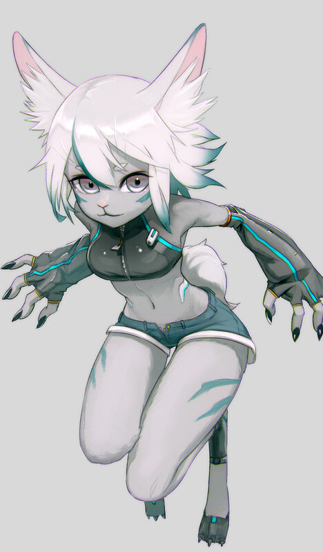 White-furred Anthropomorphic Cat