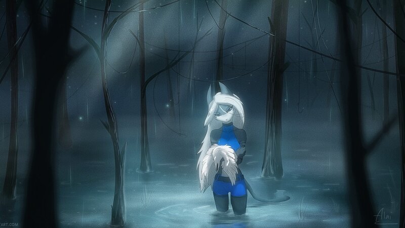 White-furred Anthropomorphic Character