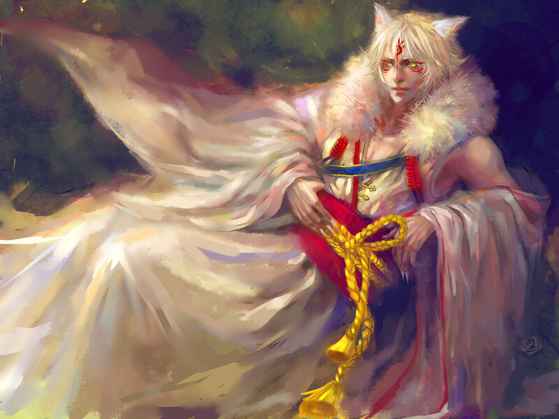 White-furred Fox-like Character — White