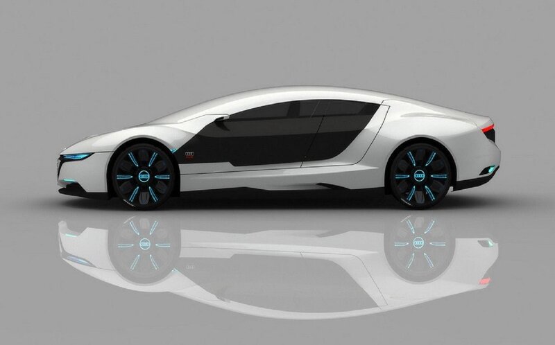 White Futuristic Car — 3d Render, Wheels