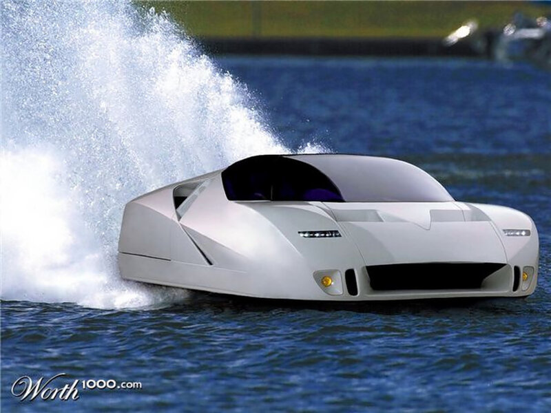 White Futuristic Car Boat