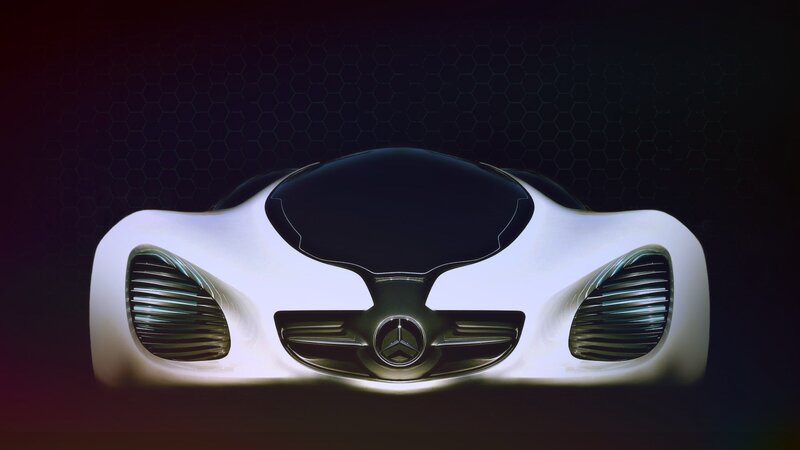 White Futuristic Car — Dramatic, 3d Render, Hexagonal Pattern