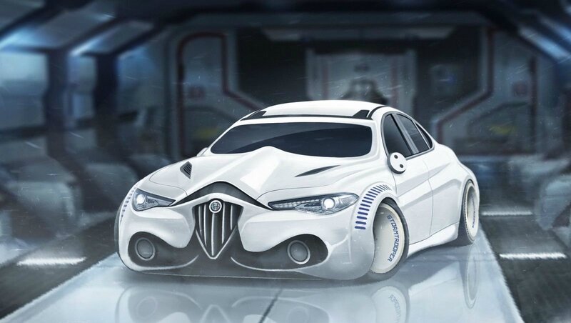 White Futuristic Car — Dramatic, Digital Art