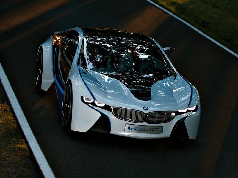 White Futuristic Car — Dramatic, Night