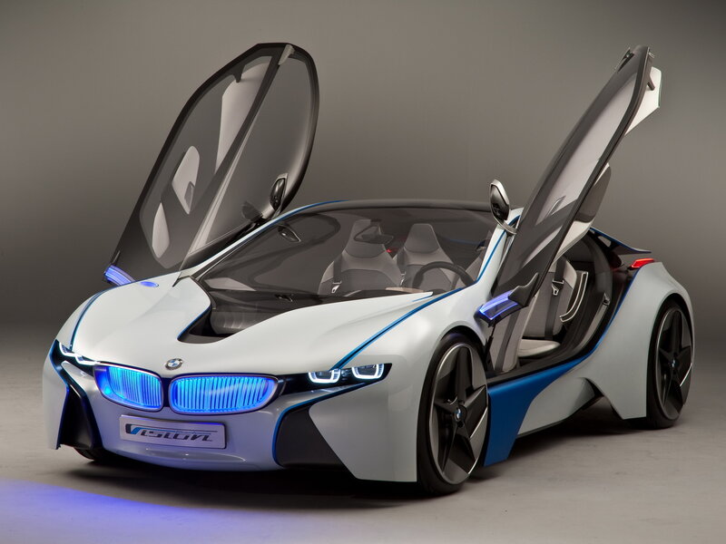 White Futuristic Car — Dramatic, Photograph