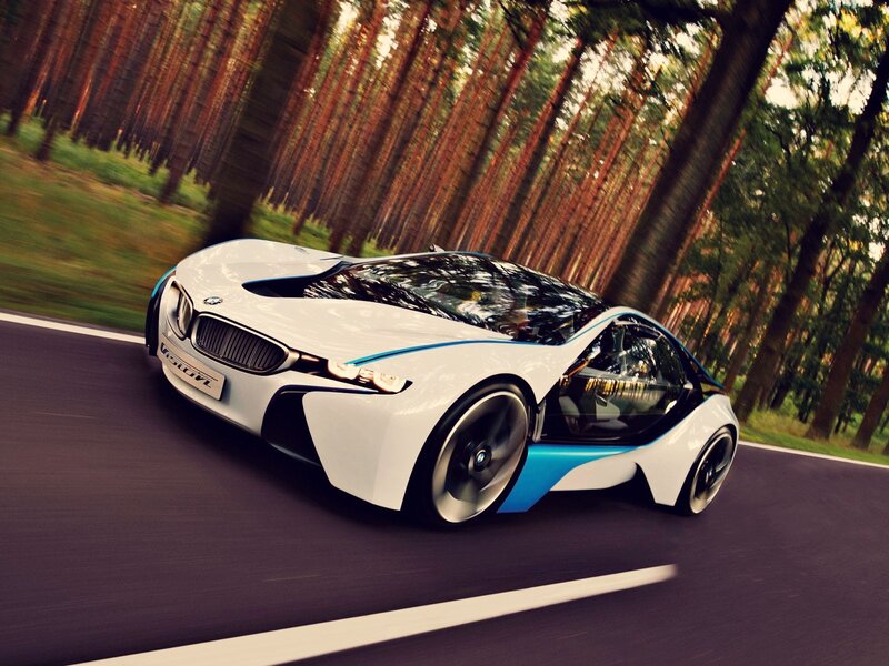 White Futuristic Car — Dynamic, Afternoon