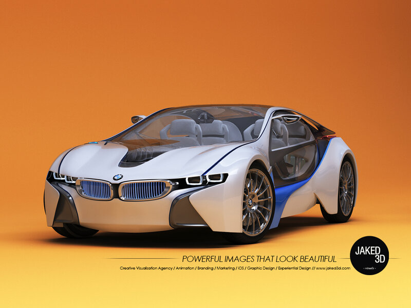 White Futuristic Car — Orange