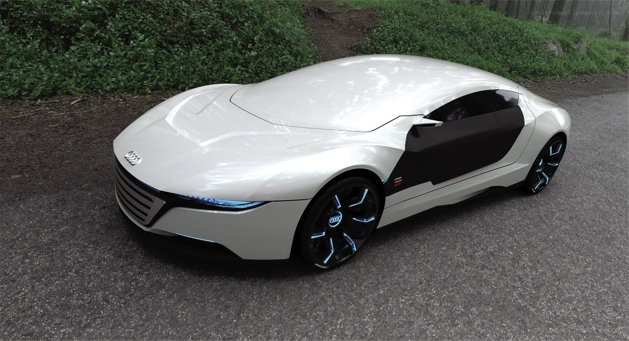 white futuristic concept car
