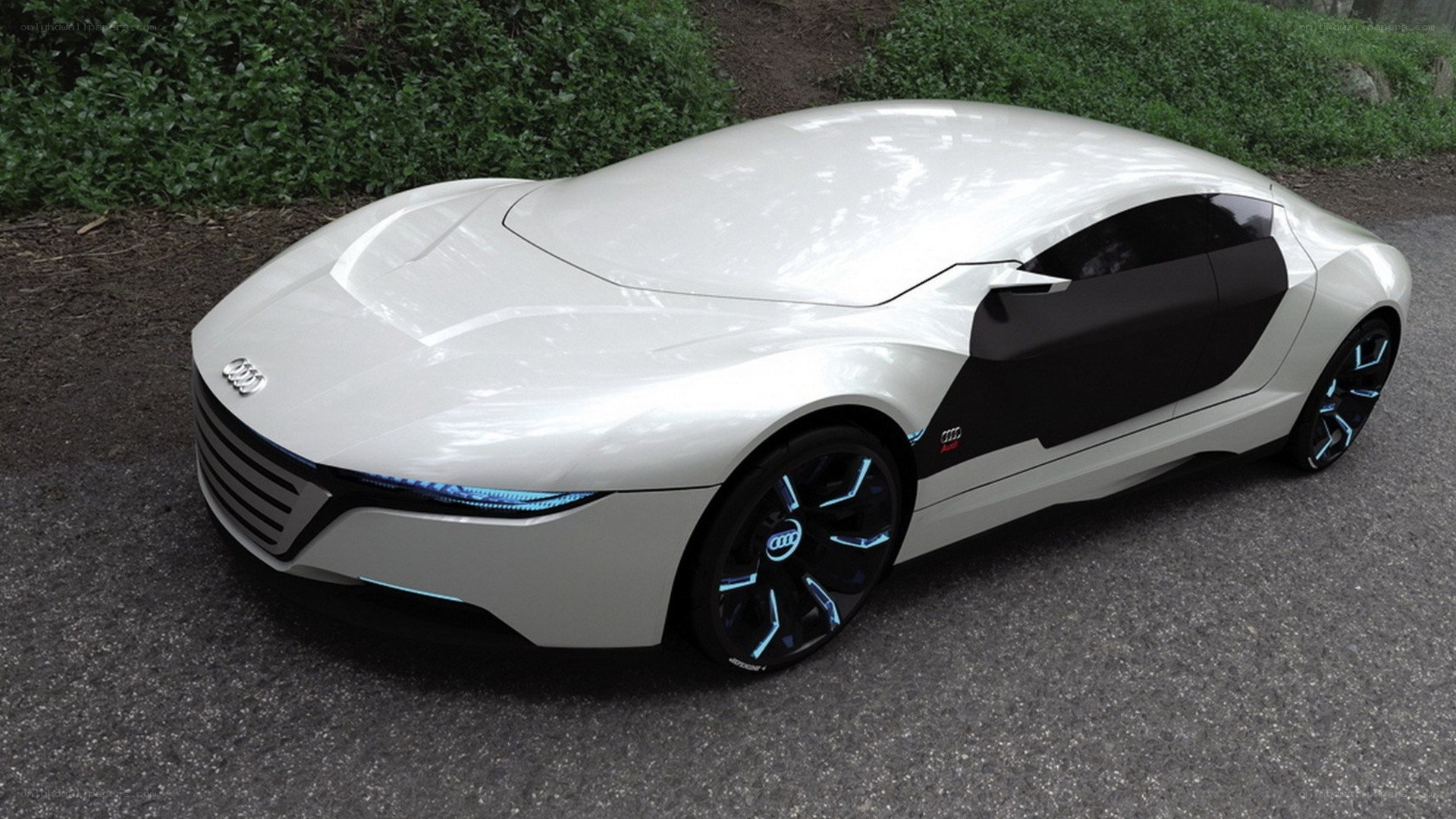 white futuristic concept car