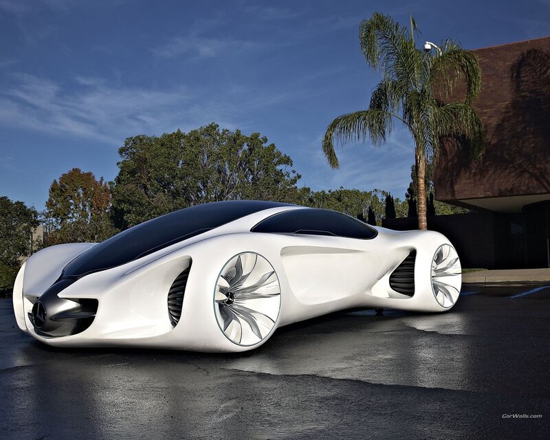 White Futuristic Concept Car — Serene, Afternoon