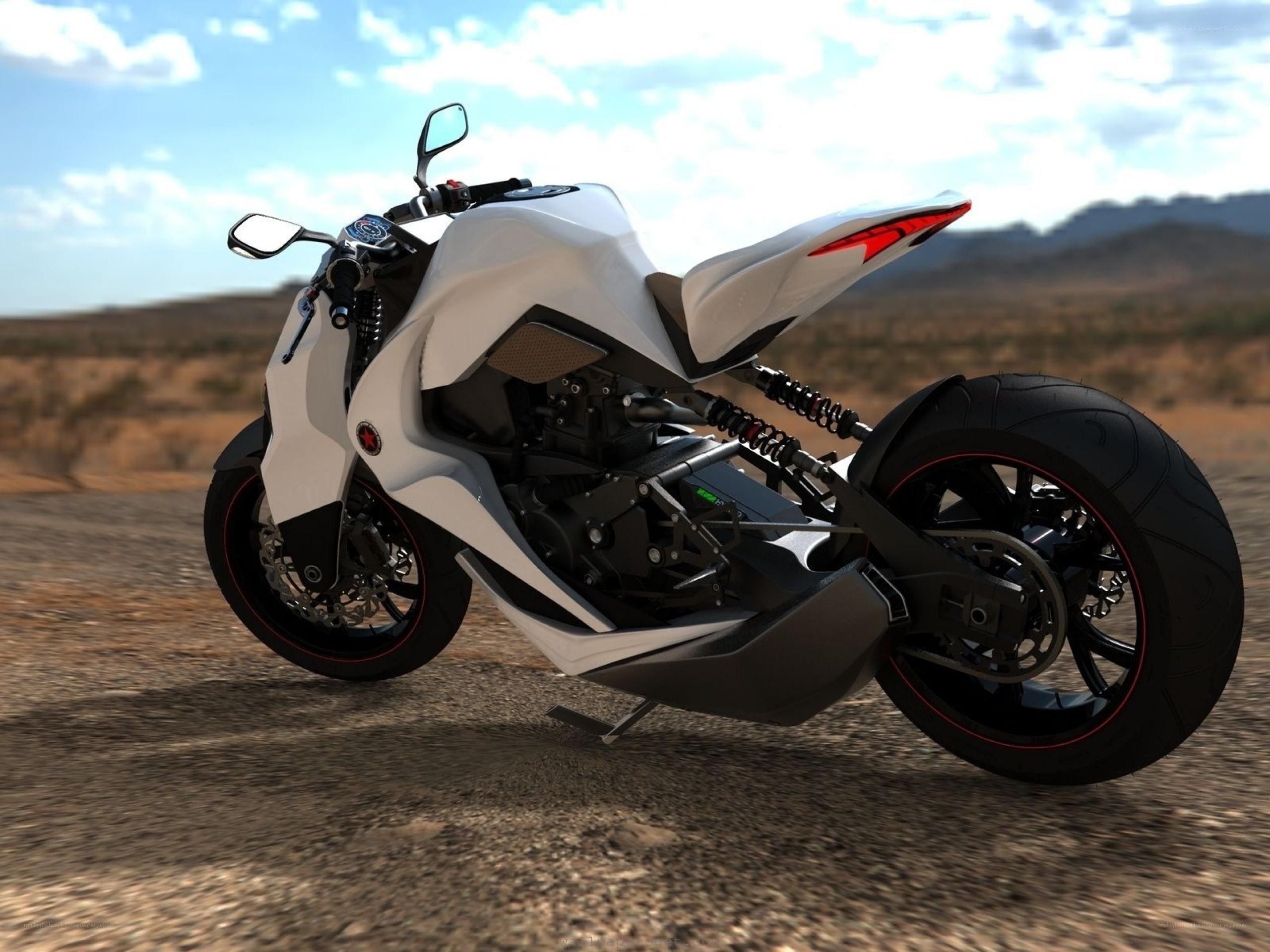 white futuristic motorcycle
