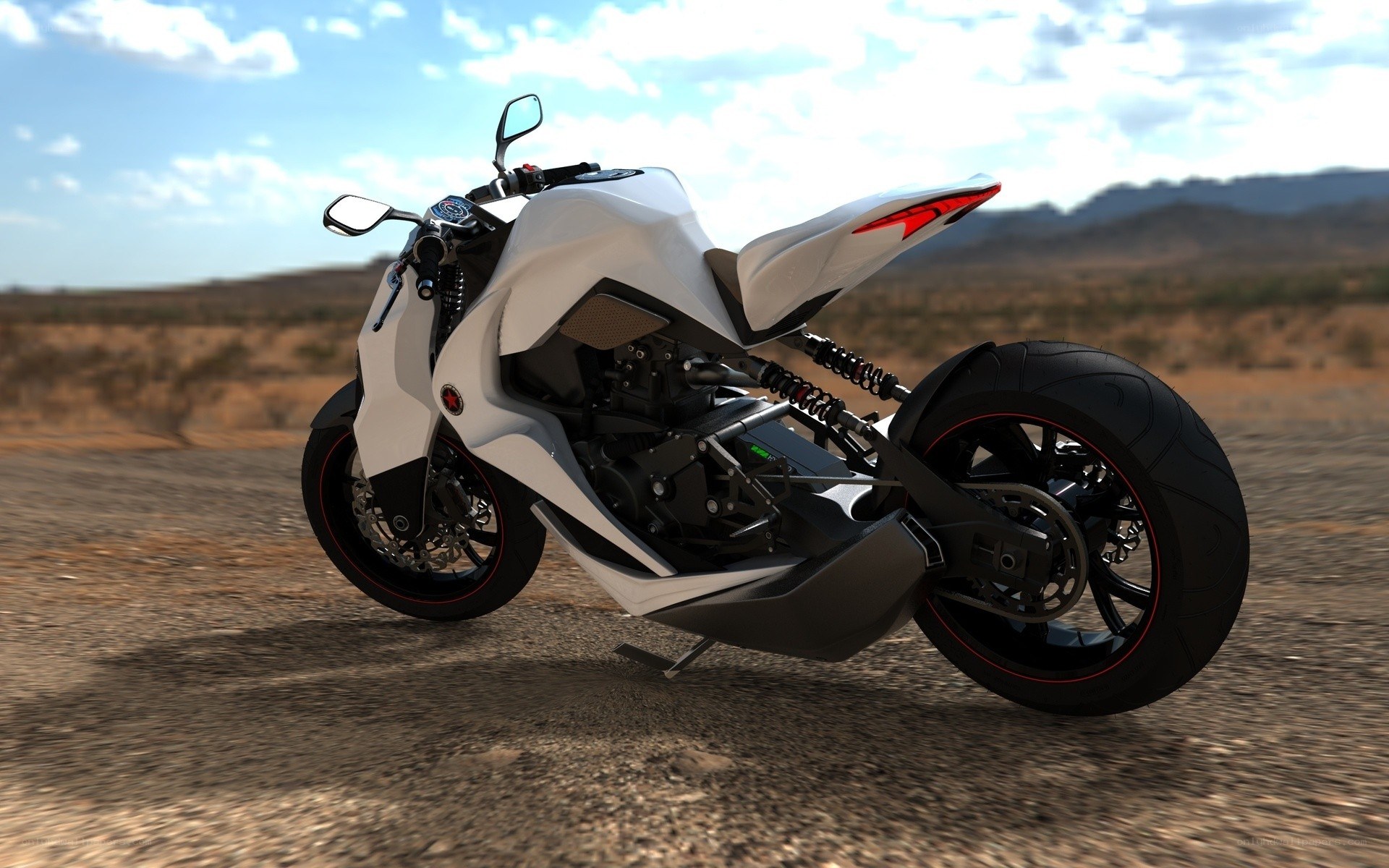 white futuristic motorcycle