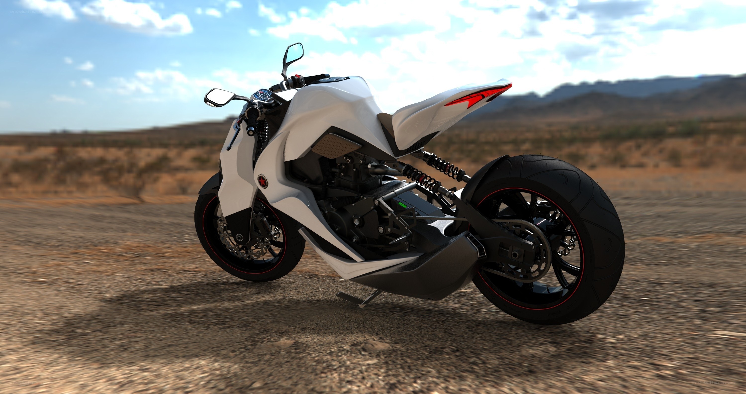 white futuristic motorcycle