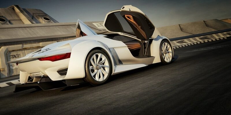 white futuristic sports car