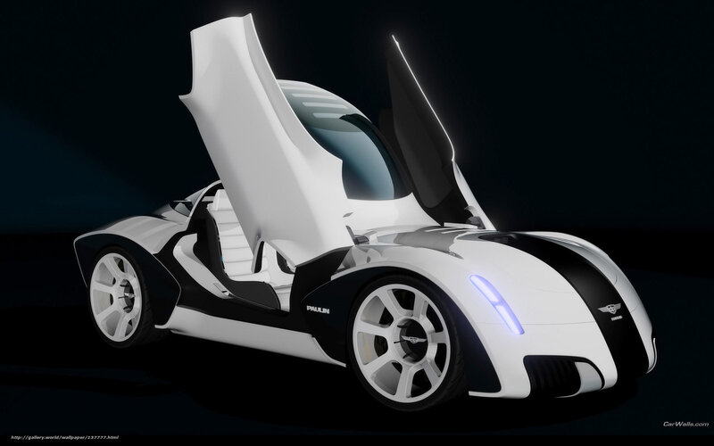 White Futuristic Sports Car — Dramatic, Night