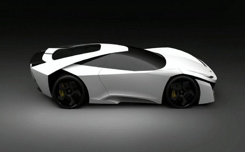 White Futuristic Sports Car — Dramatic