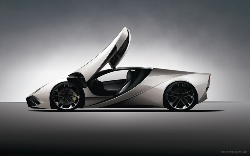 White Futuristic Sports Car — Silver