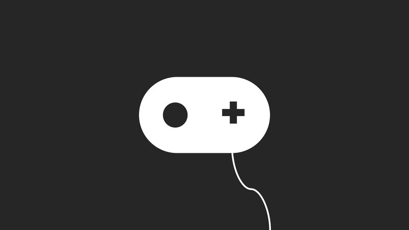 White Game Controller — Black, Minimalist, Vector Art